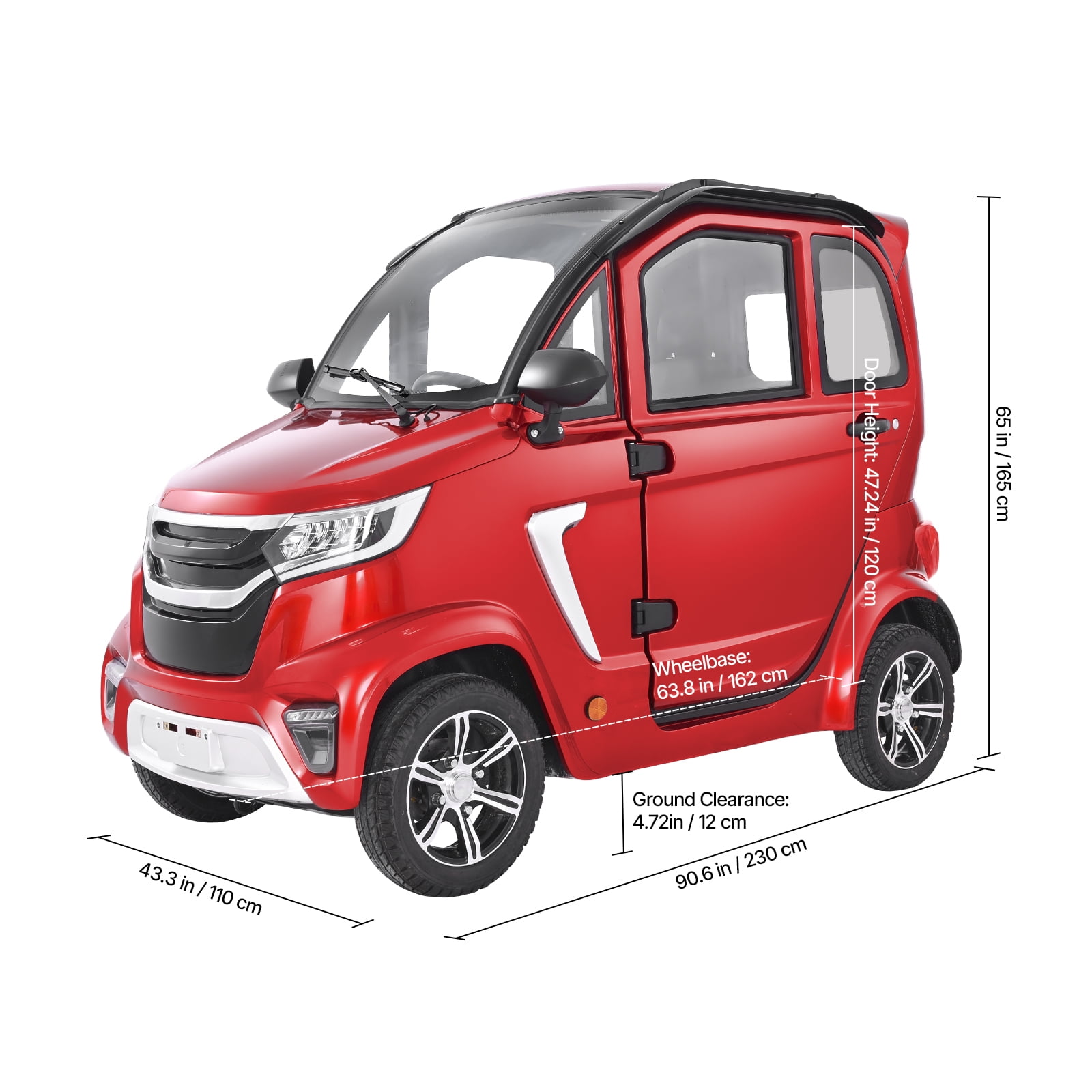 KFFKFF 4-Wheel Enclosed Electric Mobility Scooter for Adults and Seniors, 660 lbs Capacity, 3-Seater Recreational Vehicle with 45-Mile Range, Remote Unlock, and All-Terrain Design for Travel