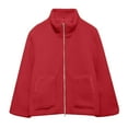 thumbnail image 5 of felwors Womens Fleece Jacket Oversized Zip Up Sherpa Fuzzy Casual Coats Winter Fall Outerwear 2025 Clothes with Pockets Red, XL, 5 of 5