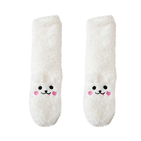 roadlitg Fuzzy Socks for Women Winter Fleece Thickened Warm Socks Solid Color Cute Graphic Cozy Slipper Socks