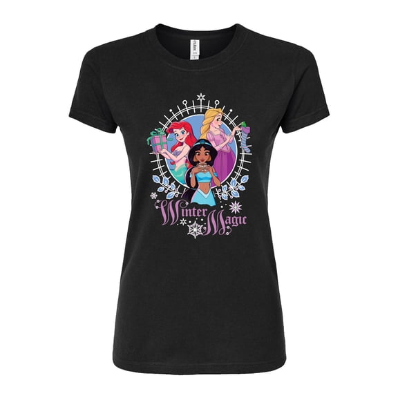 Disney Princesses - Ariel, Rapunzel, & Jasmine - Winter Magic - Juniors Fitted Graphic T-Shirt