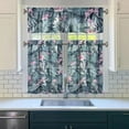 thumbnail image 3 of Tropical Hawaiian Flowers Kitchen Curtains Set 27.5x36in Polyester Valance and Tiers, Island Botanical Window Curtains for Small Kitchen Decor and Summer Home Styling, 3 of 6