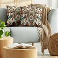 thumbnail image 5 of Ambesonne Rustic Throw Pillow Cover 2 Pack, Aztec Inspired Feathers Art, 16", Cinnamon Redbrown and Teal, 5 of 7
