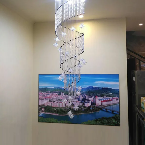 Miumaeov Modern Dimmable LED Crystal Chandelier Rain Drop Ceiling Lamp Lighting Pendant Fixtures For Living Room