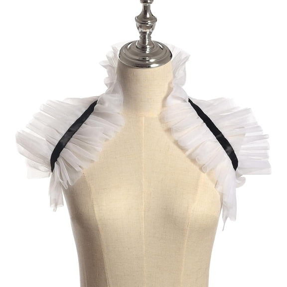 YooGuoGuo Vintage Victorian Ruffled White Tulle Shrug Shawl Bolero Collar Costume Cosplay Accessories