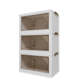 thumbnail image 4 of Lisonu 3-Tier Storage Cabinet with Clear Doors, 21.6" Wide Collapsible Organizer, 172QT Foldable Storage Box with Adjustable Shelves for Bedroom, Office & Moving, Space-Saving Design, Beige, 4 of 11