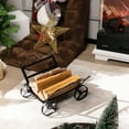 thumbnail image 5 of Costway Firewood Storage Rack Steel Fireplace Log Holder w/ Wheels, 5 of 10