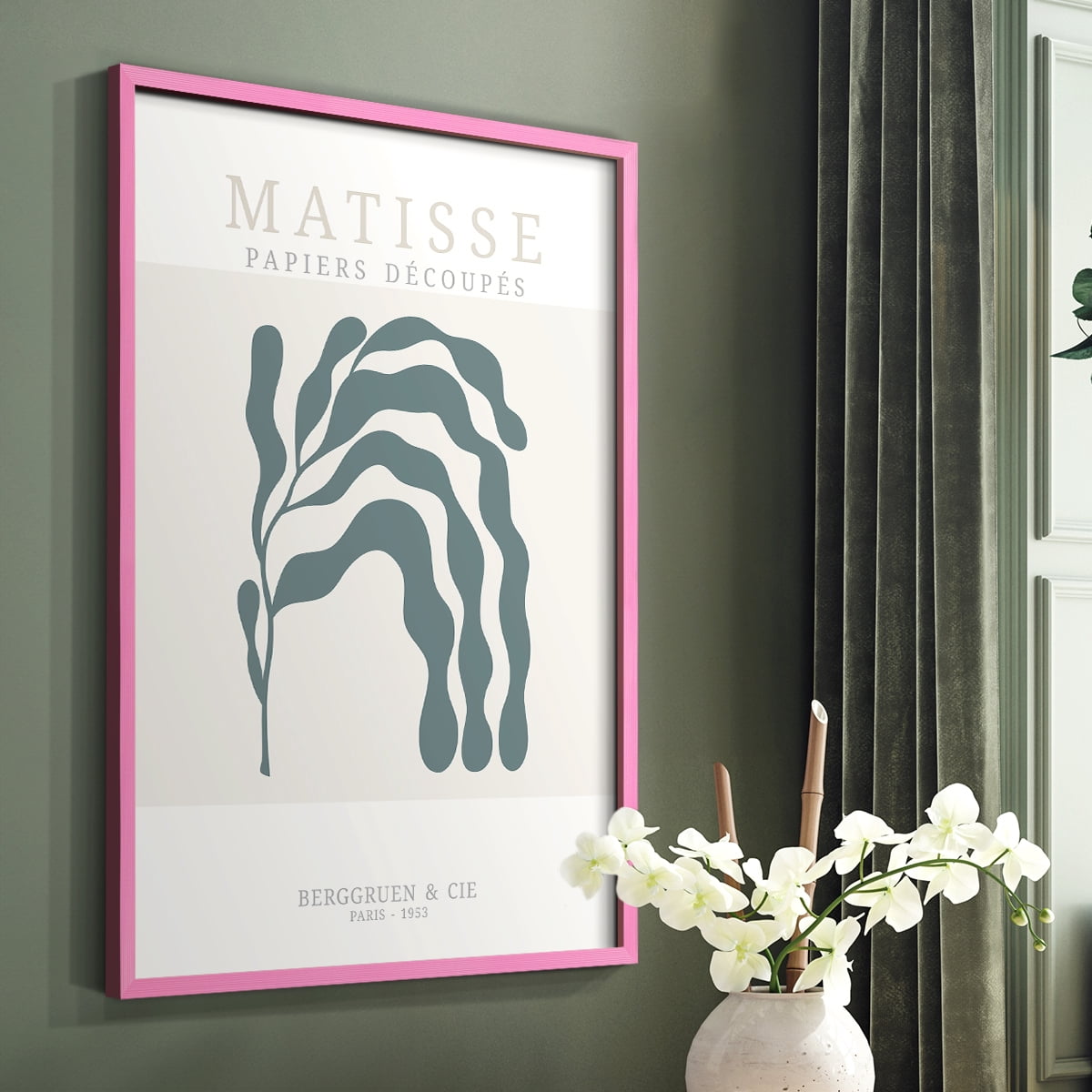 Matisse CDXXV in Pink Solid Wood Framed Print No Nail Hanging