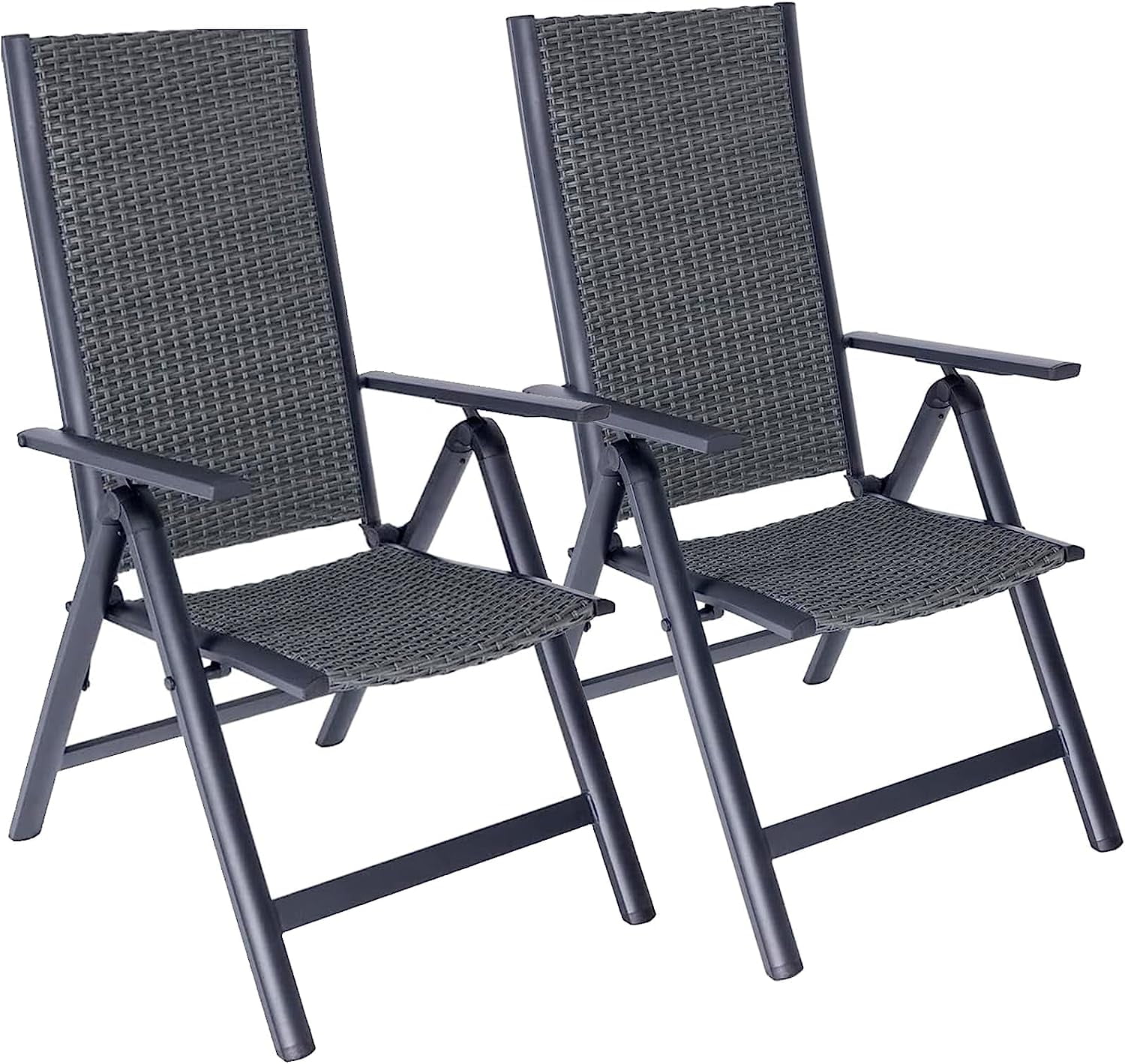 Patio Folding Chair Set of 2 Sling Chairs Aluminum Frame Portable