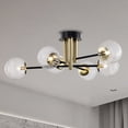 thumbnail image 5 of Atlas 31.6 in. 6-Light Indoor Matte Black and Brass Finish Semi-Flush Mount Ceiling Light with Light Kit, 5 of 6