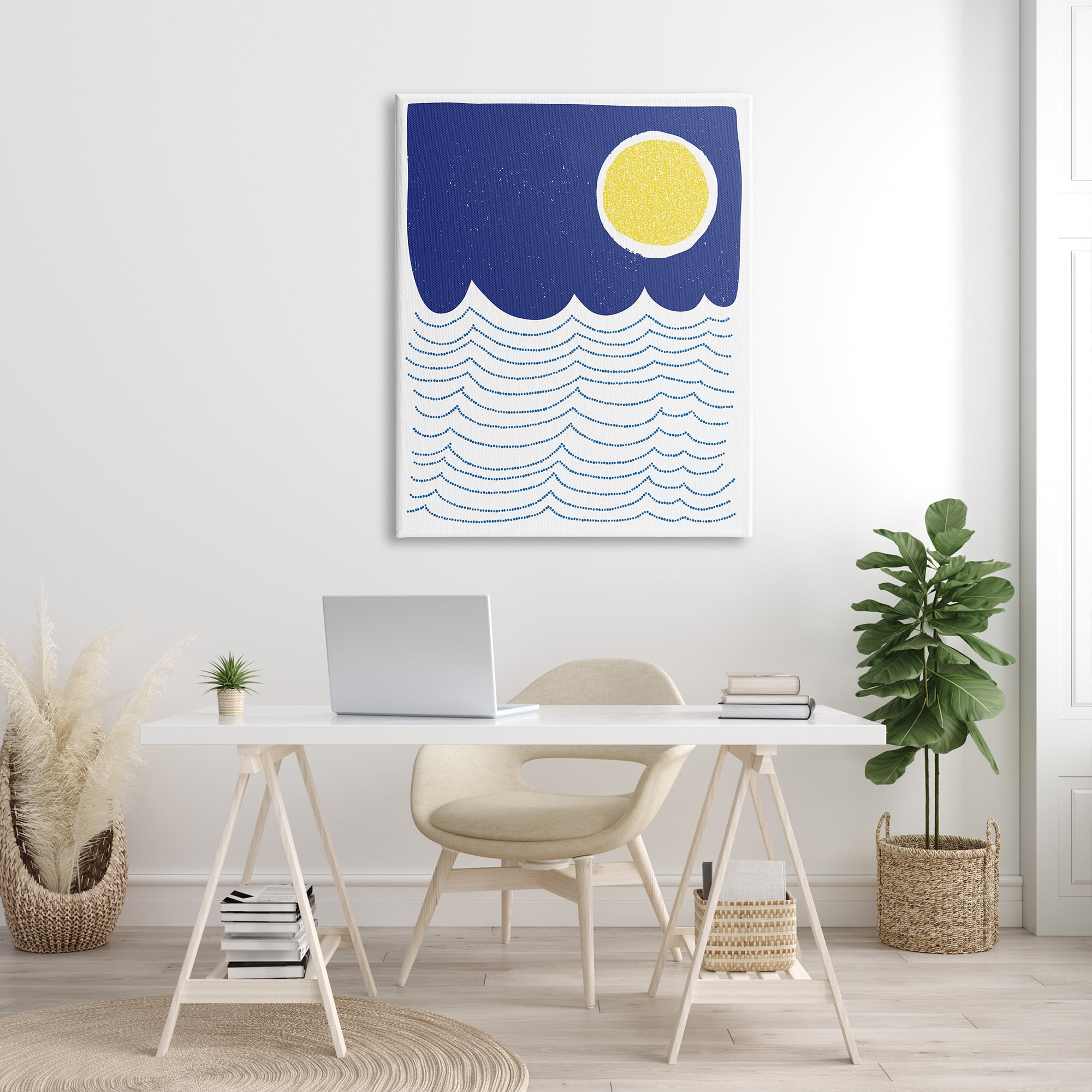 Stupell Industries Bold Summer Sun Nautical Abstract Striped Ocean Waves, 36 x 48, Design by Jen Bucheli
