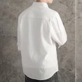 thumbnail image 4 of Mens Button Down Shirt Mens Shirts Suede Shirt Men Short Sleeve Bodysuit Denim Shirts Long Sleeve Men A Colla Short 70s T Top Large Long Fashion White L, 4 of 5