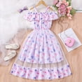 thumbnail image 4 of Gelikeya Cold Shoulder Dress for Tween Girls Butterflies Print Ruffle Straps Tutu Dress A Line Casual Formal Cute Summer Holiday Dress 7-12Y A02 Pink, 11-12 Years, 4 of 8