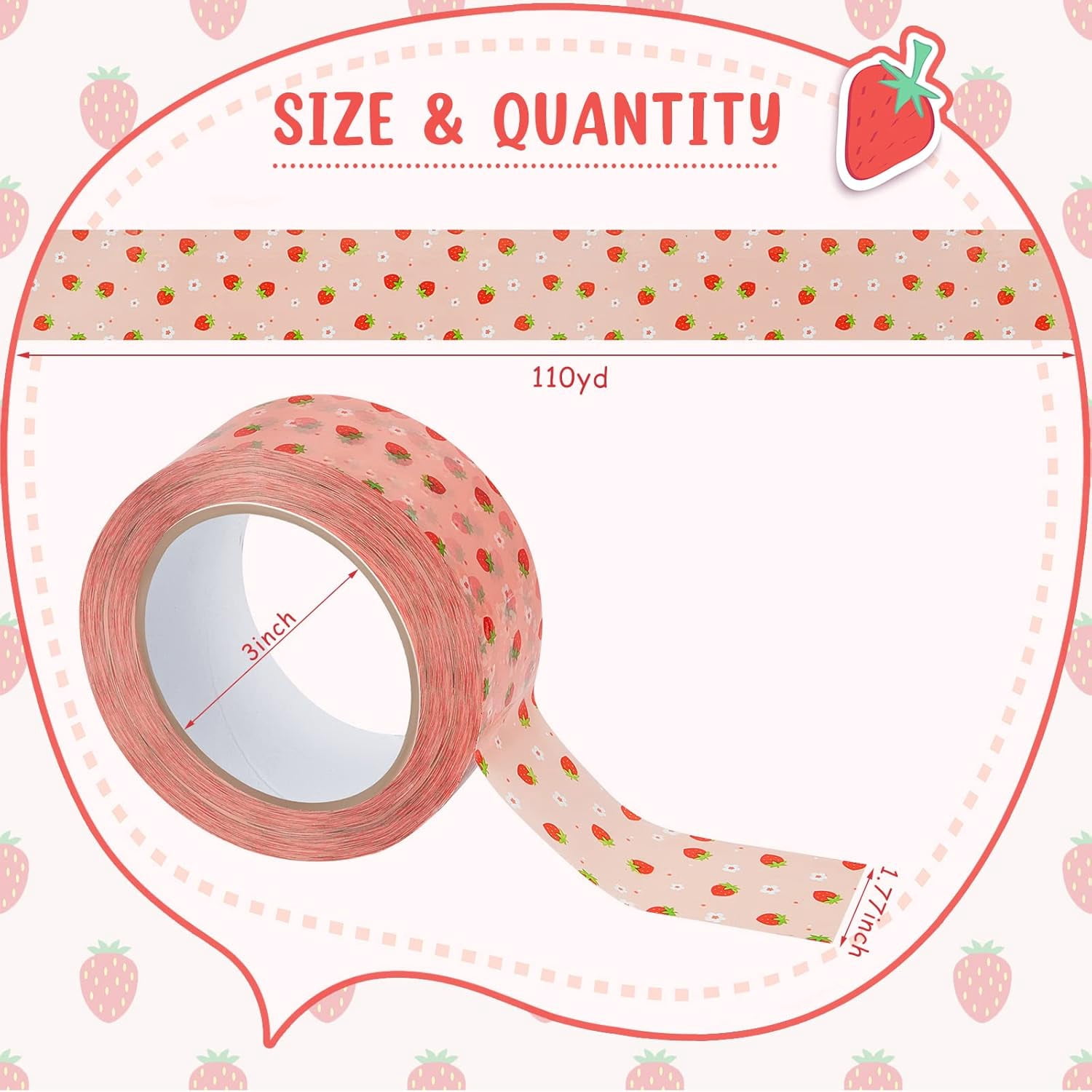 5 rolls of cute heart-shaped packing tape color-printed carton tape cartoon packing tape decorative and colored tape for sealing luggage, 1.77 inches 110 yards