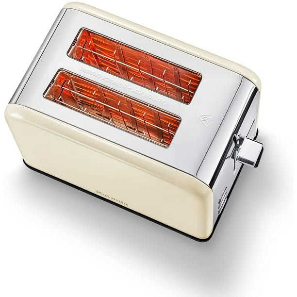 Savania Grille-pain à 2 tranches en acier inoxydable avec écran LCD,  panneaux de commande, fonctions bagel/décongélation/annulation, cadran à 6  réglages et plateau ramasse-miettes amovible 