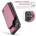 thumbnail image 2 of Mantto Case for iPhone 16 with Card Holder, Retro PU Leather RFID Blocking Credit Card Slots Double Magnetic Clasp Flip Kickstand Shockproof Phone Cover for iPhone 16,Winered, 2 of 9