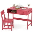 thumbnail image 1 of Costway Kids Desk and Chair Set with Storage Drawer and Hutch, Student Writing Desk Set Pink, 1 of 10