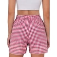 thumbnail image 6 of Fantaslook Plaid Shorts for Women Button Gingham Cotton Shorts Summer Lounge Boxers Beach Shorts with Pocket, 6 of 10