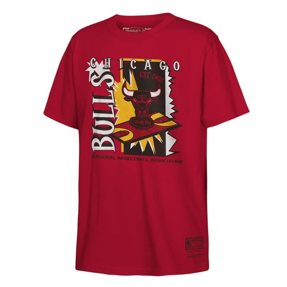 Youth Mitchell & Ness Red Chicago Bulls Retro '90s Poster T-Shirt