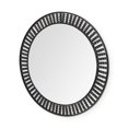 thumbnail image 1 of Miroir Mural Rond 42 Pouces Cadre en Métal Noir avec Perles de Bois, 1 of 1