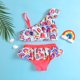 thumbnail image 4 of Traje de baño para bebé, traje de baño para niñas pequeñas, traje de baño para niñas con un solo hombro + traje de baño con parte inferior de cintura alta (2 piezas), 4 of 5