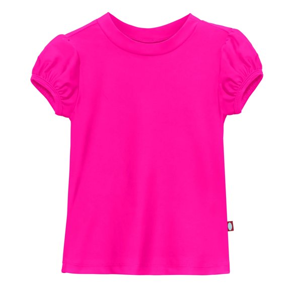 Girls UPF 50  Puff Sleeve Rashguard | Hot Pink