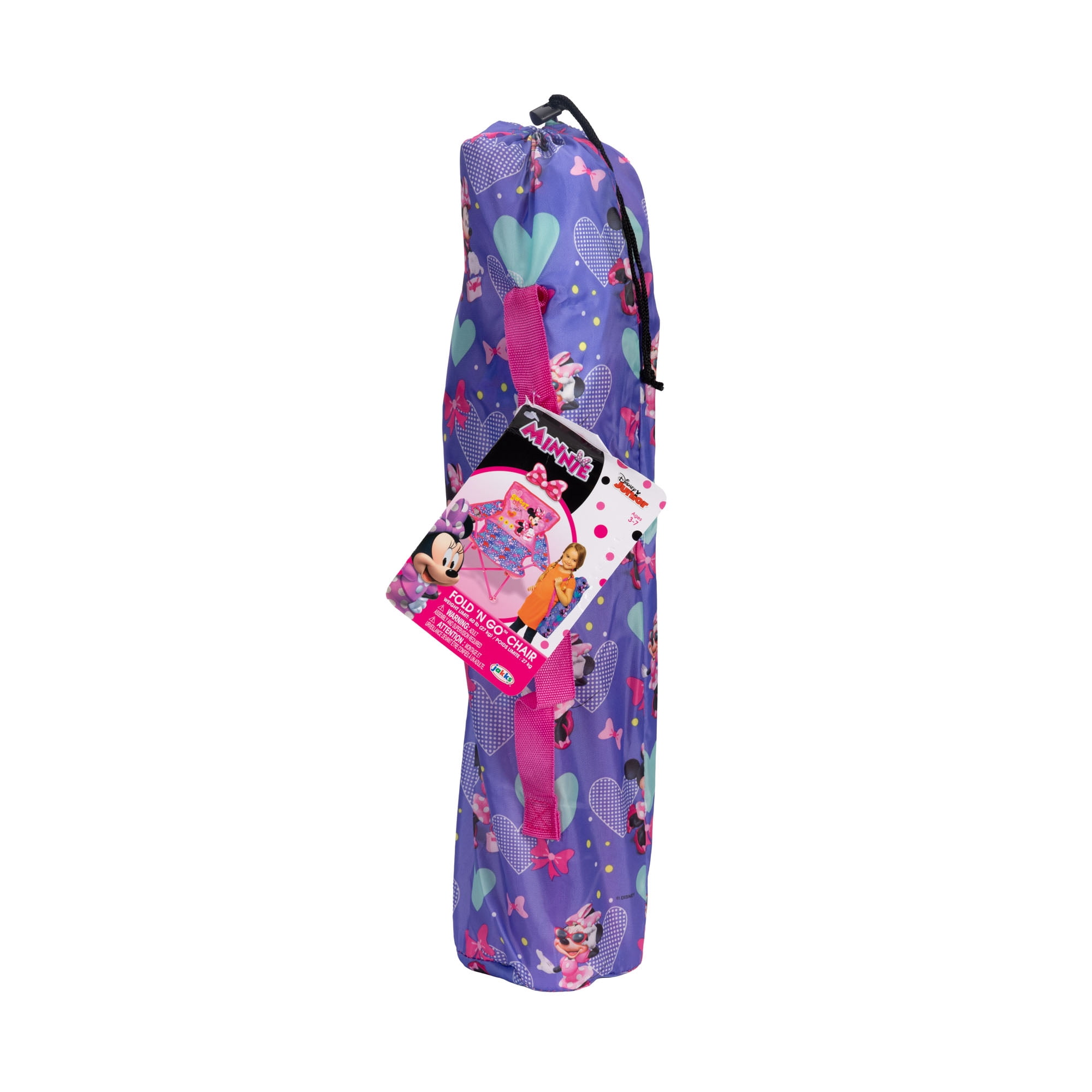 Minnie Mouse Portable Fold N Go Kids Chair with Carry Bag for Camping and Outdoor Activities