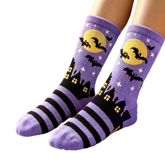 HAYIMI Cozy Socks for Women Fall Cozy Halloween Ghosts Home Soft Winter Warm Thick Sleeping Socks Holiday Lounging