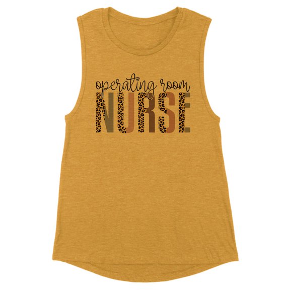 Operating Room Nurse Leopard Print Women's Muscle Tank Small Antique Gold