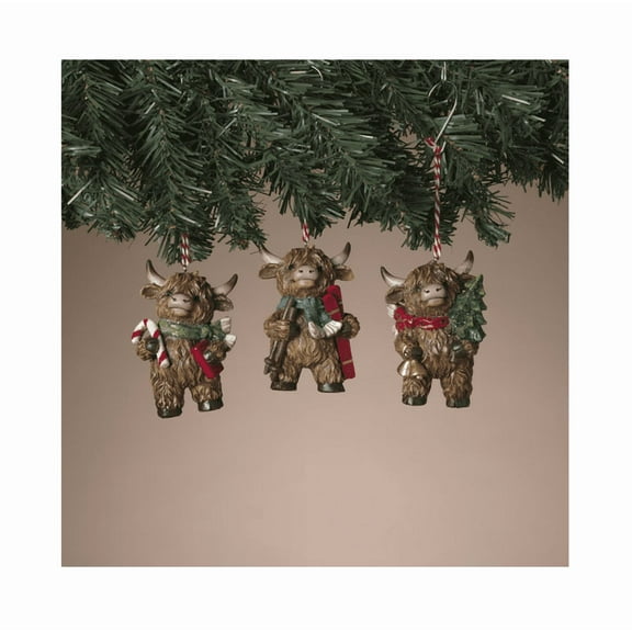 Gerson Christmas Decor - Winter Highland Cows Figurines Ornaments 3pc