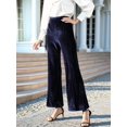 thumbnail image 5 of Women'S Velvet Elastic Waist Flare Leg Palazzo Long Pants Trousers Bell Bottom Casual Streetwear Trousers Navy Blue S, 5 of 8