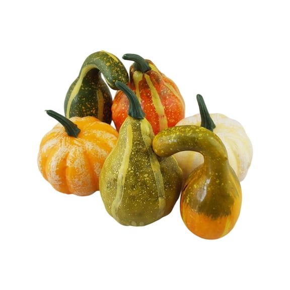 Realistic Pumpkins Gourds Variety Pack Natural Color Speckled Texture High Density Sturdy Rot Proof Centerpiece for Fall Thanksgiving Halloween Table Mantel Shelf Farmhouse Decor Orange