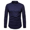 thumbnail image 2 of Fesfesfes Long Sleeve Shirt for Men Casual Solid Stand-up Collar Variable Sleeve Pullover Length Long Sleeve Shirt Blouse Sale on Clearance, 2 of 4