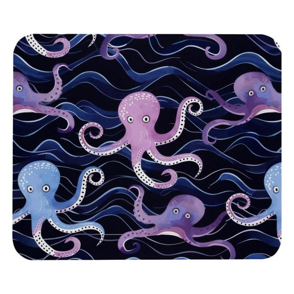 PhooArto Comfortable Mouse Pad Wave Cute Octopus Pattern Desktop Mousepad , 21 x 25 cm Mouse Mat, Non-Slip Rubber Base, Improves Speed and Precision