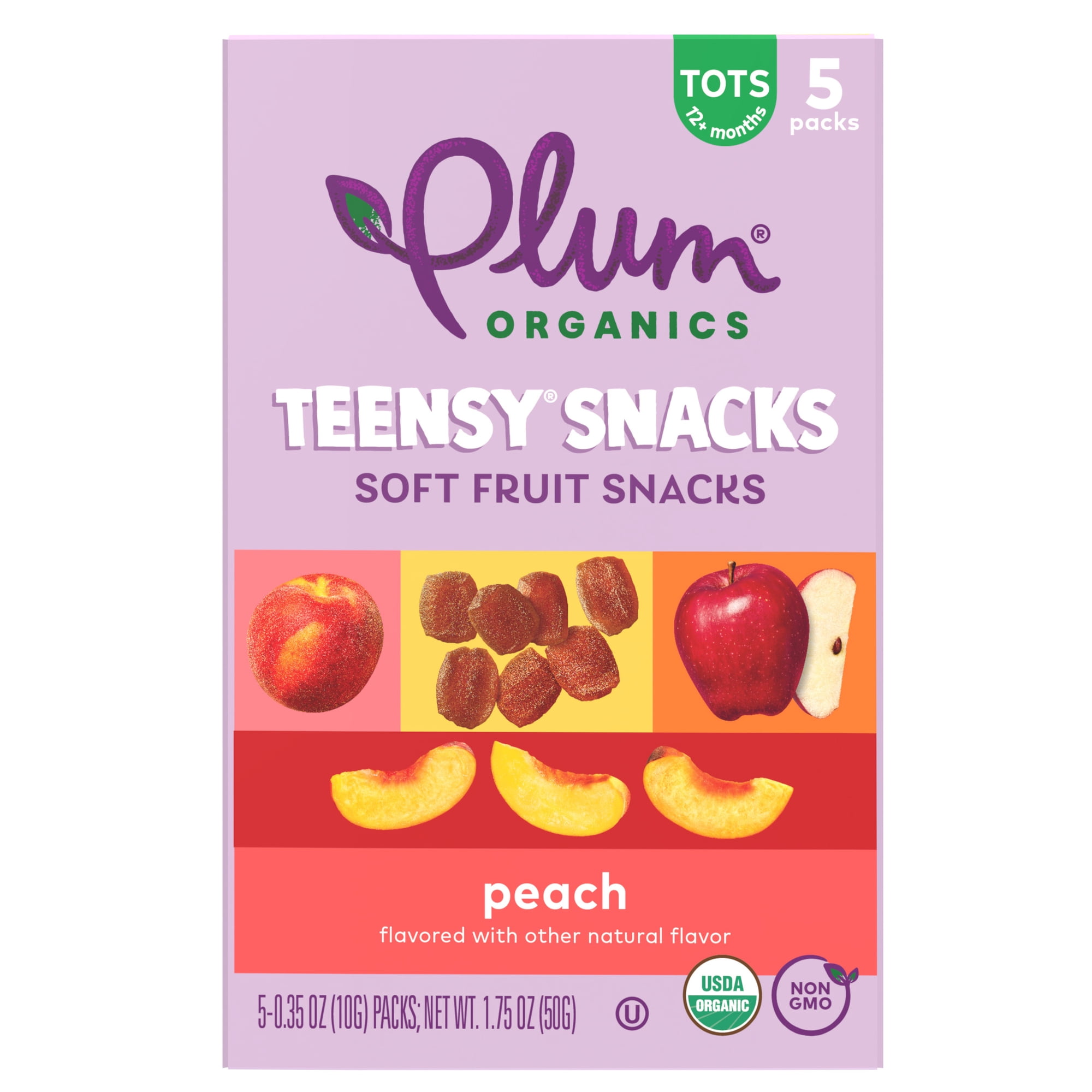 Plum Organics® Tots Teensy® Snacks Peach Soft Fruit Snacks 5-Count Box/.35oz Pouch