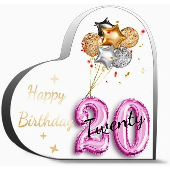 20Th Birthday Gifts For Girls 20 Year Old Girl Birthday Gifts 20Th Birthday Gifts 20Th Birthday Deco Unique Acrylic Heart Shaped Plaque Desk Decorations Present Gifts