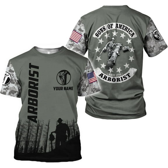 Personalized Arborist Shirt Custom Lumberjacks Shirts Tree Climber Logger 3D T Shirts Lumberjacks Tshirt for Men and Women (S)