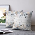 thumbnail image 2 of Thanksgiving Fall Pillow Covers 16x16 Set of 2, Pumpkins Blue Eucalyptus Leaves Wooden Throw Pillow Covers Decorative Couch Cushion Cover, Microfiber Soft Pillowcases for Bedroom Living Room Sofa, 2 of 9