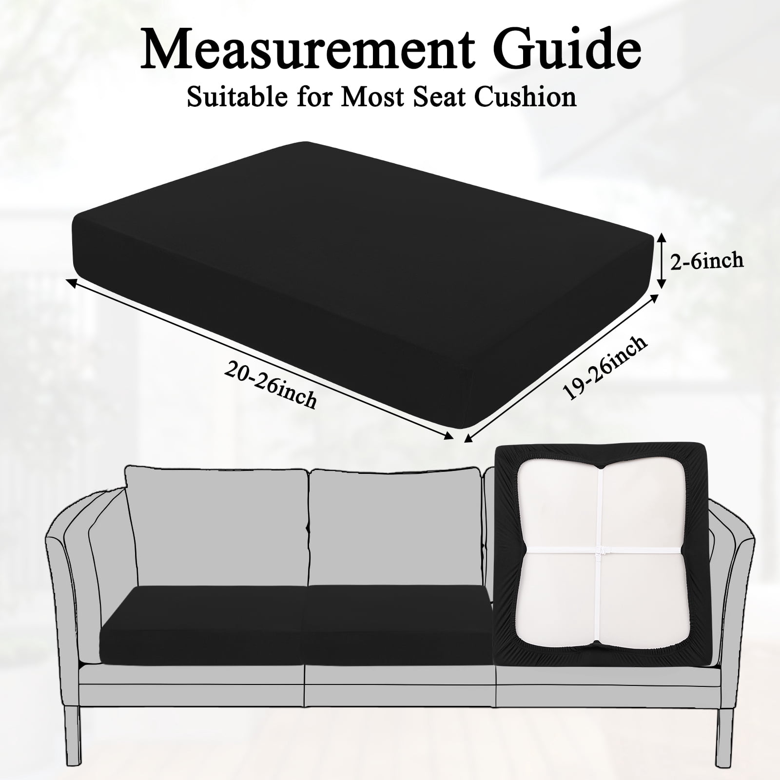 12 Pcs Patio Outdoor Cushion Covers Replacement Waterproof Stretch Sofa Couch Cushion Covers Washable Individual Couch Slipcovers Set Furniture Protector
