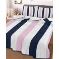 thumbnail image 3 of Quilts Twin Size, Pink Navy Blue Striped Soft Comforter Bedding Set for Bed, Farmhouse Stripe Art Lightweight Quilted Bedspread with Pillow Cover(2 Pieces) for All Season, 68x86 Inch, 3 of 6