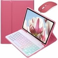 thumbnail image 1 of Funda con Teclado Retroiluminado Rosa Oscuro y Blanco con Mouse para iPad 10.2"/10.5", 1 of 7