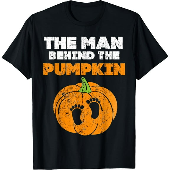 Halloween Pregnancy Costume For Men Expecting Pumpkin T-ShirtMen's and women's short-sleeved pure cotton shirts