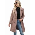 thumbnail image 4 of Women Winter Wool Blend Mid-Long Coat Double-Breasted Lapel Jacket Outwear Camel Color XXL, 4 of 9