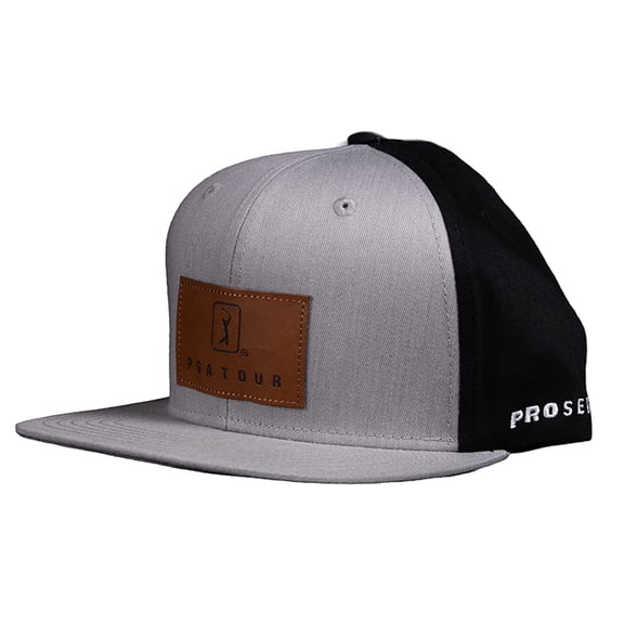 PGA Tour Golf 2-Tone Heather Flat Brim Adjustable Hat, Quiet Shade -