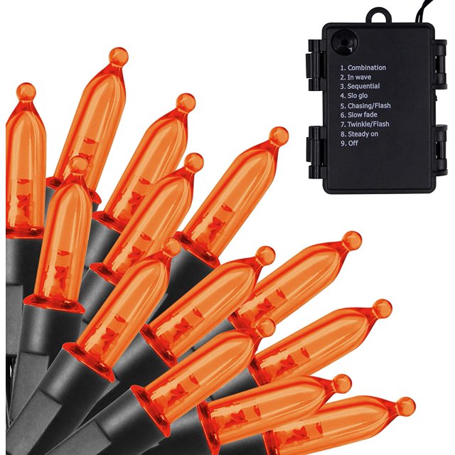 LED Battery Operated Christmas Lights Mini String Lights, Waterproof Tree Lights with 8 Lighting Modes,Indoor Outdoor Patio Garden Party Wedding Christmas (Orange, 50 count)