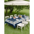 thumbnail image 3 of Outdoor Tablecloth with Umbrella Hole & Zipper, Navy Blue Coastal Rectangle Tablecloth 60x84 Inch, Vintage Summer Beach Coral Shell Starfish Patio Table Cover Waterproof Table Cloth for Picnic/Party, 3 of 7