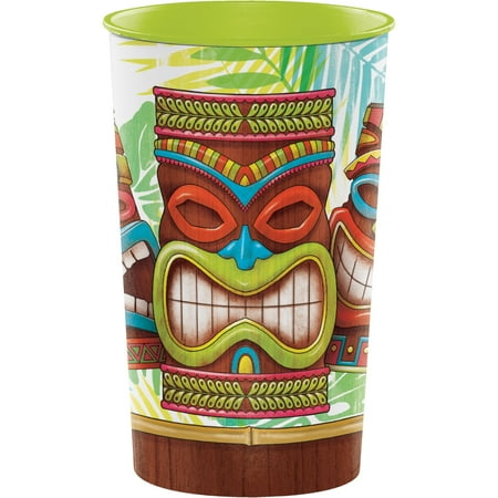 Tiki Tie - Creative Converting Tiki Time 22 oz Plastic Cups, 8 count