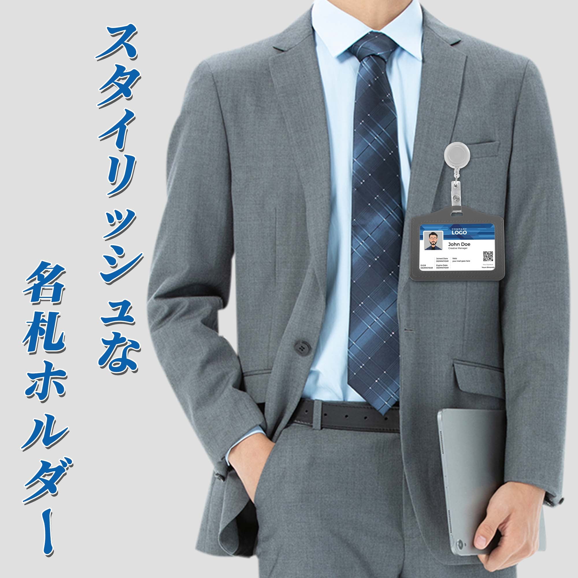 Unique Bargains Lanyards for ID Badges PU Card Holder with Transparent Pull Tab Gray