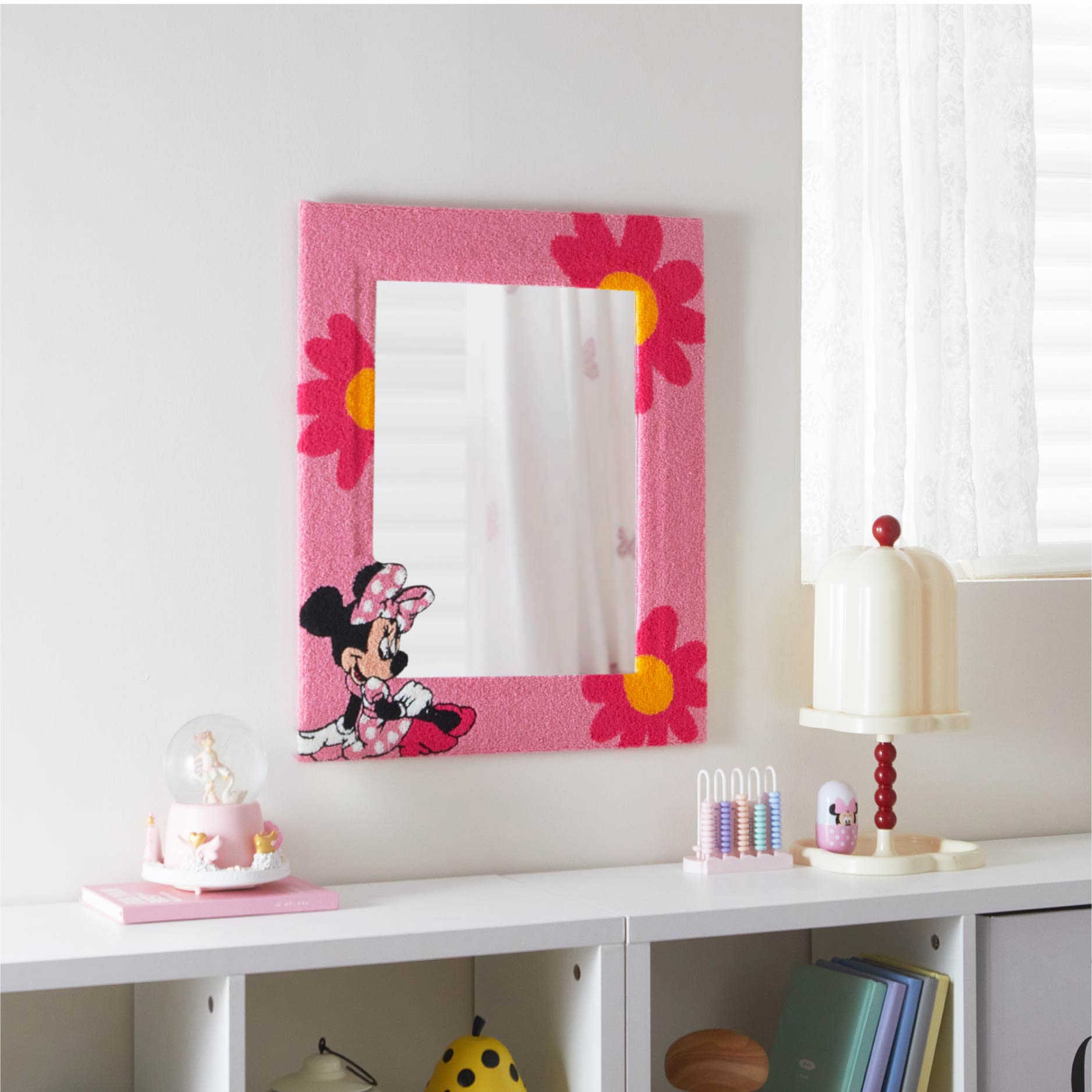 Disney Wall Mirror, Minnie Mouse Tufted Design, 18" x 22", for Kids and Teens