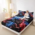 thumbnail image 4 of jejeloiu 3D Console Lovers Queen Sheet Sets,Modern Video Game Flat Sheet,Red Blue Ombre Queen Fitted Sheet For Boy,Super Cozy Room Decor,4-Piece, 4 of 7