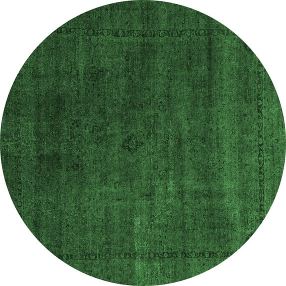 Ahgly Company Indoor Round Abstract Emerald Green Modern Area Rugs, 5' Round